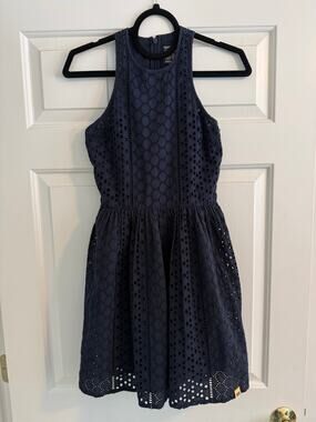 Superdry Navy Eyelet Dress - XS
